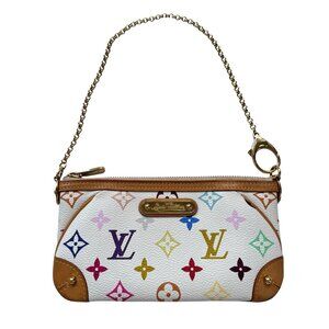 Louis Vuitton Takashi Murakami Milla Monogram Pochette Bag MM Multicolor White